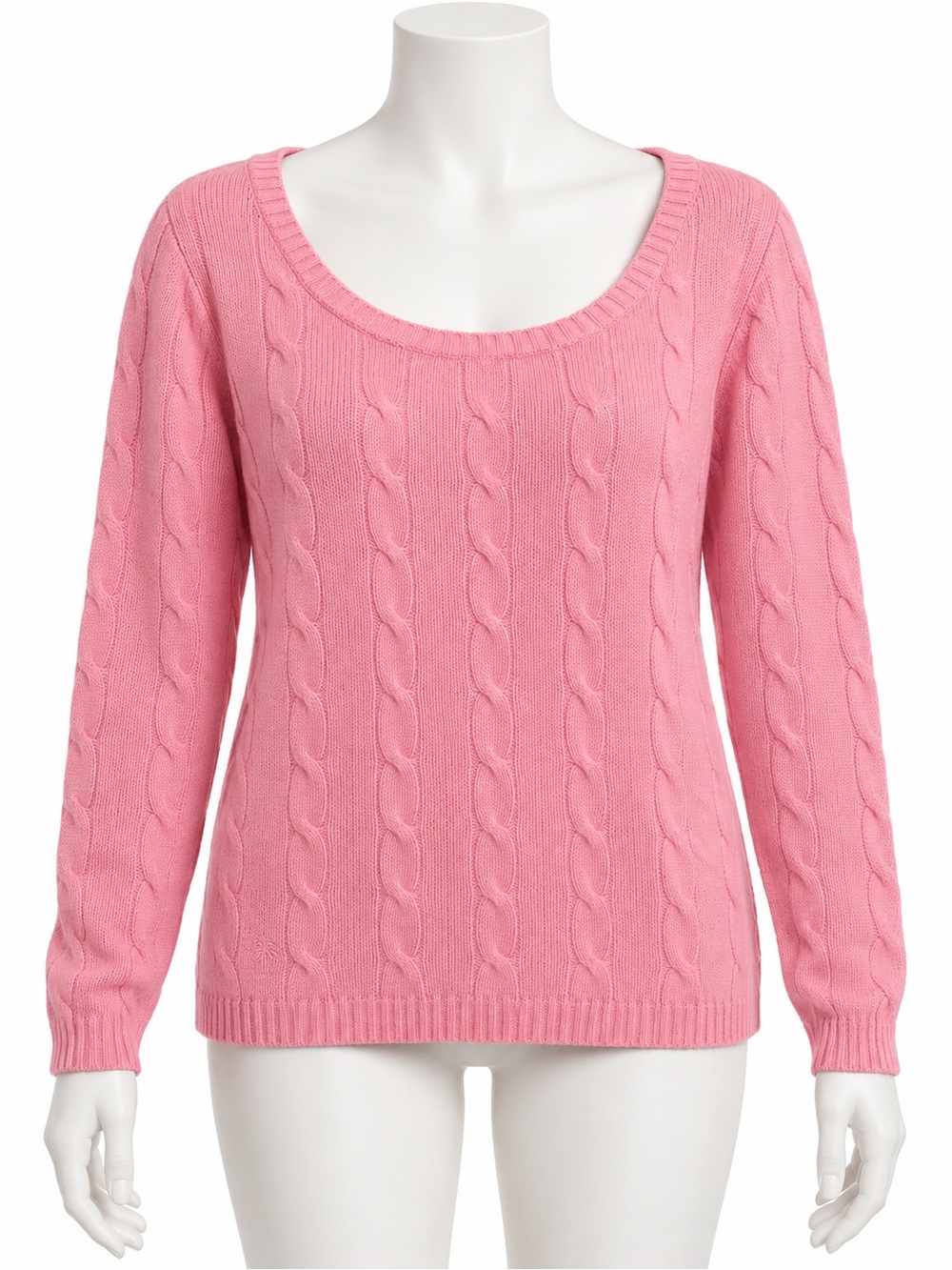 Vintage Lilly Pulitzer 100% Cashmere Cable Knit Crewneck Sweater Sz XL